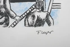 Fernand leger : les constructeurs (bleu), lithographie signée