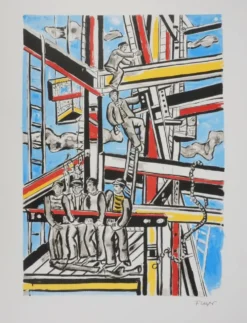 Fernand Léger : Les constructeurs dans les nuages, lithographie signée