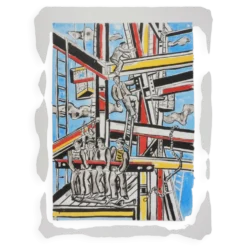 Fernand Léger : Les constructeurs dans les nuages, lithographie signée