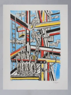 Fernand Léger : Les constructeurs dans les nuages, lithographie signée