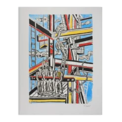Fernand Léger : Les constructeurs dans les nuages, lithographie signée