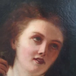 Figure mythologique de Maenad, peinture à l'huile sur toile, Italie 19ème siècle.