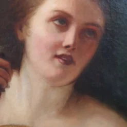 Figure mythologique de Maenad, peinture à l'huile sur toile, Italie 19ème siècle.