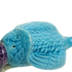 Figurine de canard vintage couple en porcelaine chinoise bleue