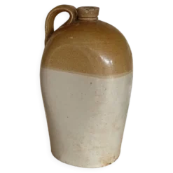 Flacon à whisky en grès de Bristol, à côtés plats, 2 gallons, victorien (vers 1900)