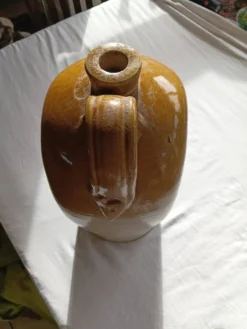 Flacon à whisky en grès de Bristol, à côtés plats, 2 gallons, victorien (vers 1900)