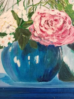 floral vintage signé GCH – bouquet de fleurs, 1993