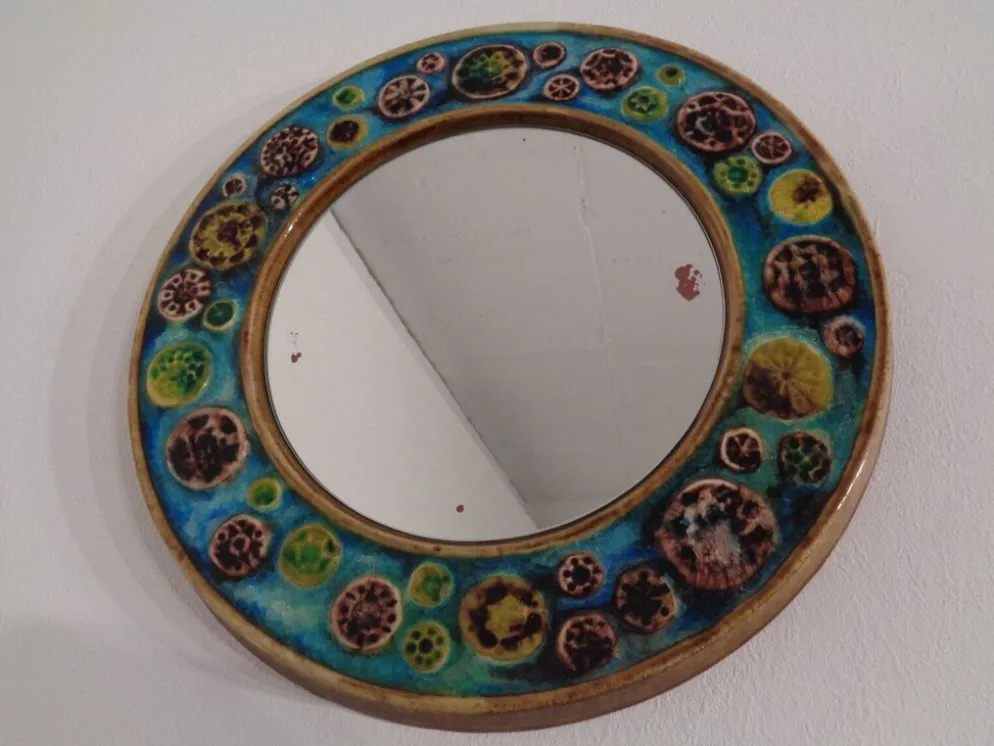 French Ceramic Mirror, 1960s