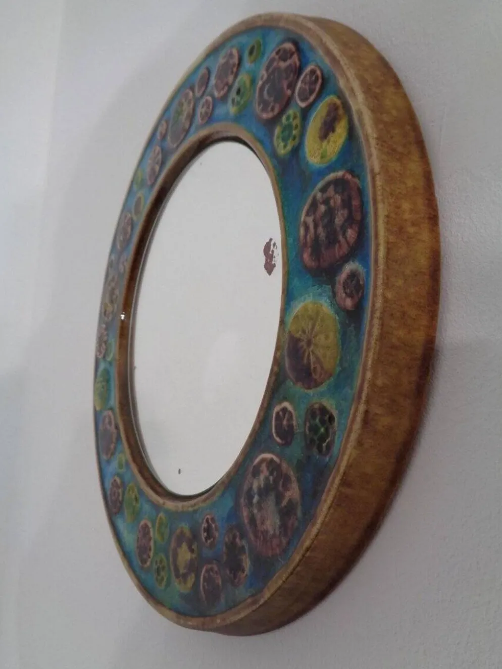 French Ceramic Mirror, 1960s
