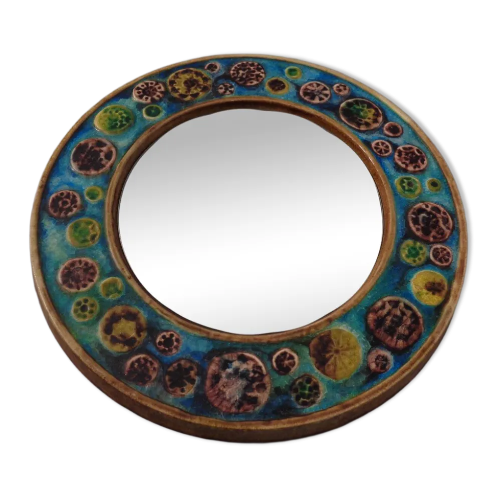 French Ceramic Mirror, 1960s