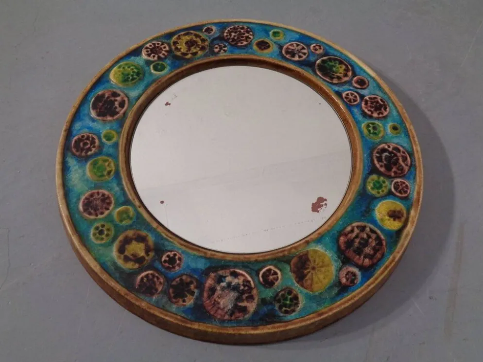 French Ceramic Mirror, 1960s