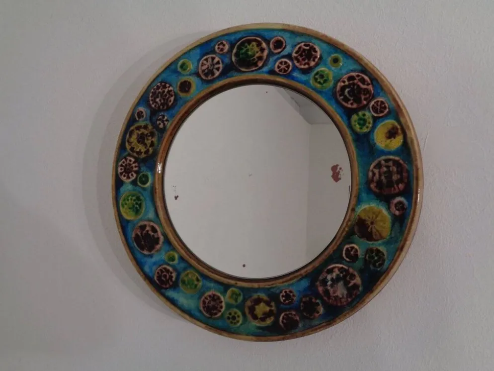 French Ceramic Mirror, 1960s
