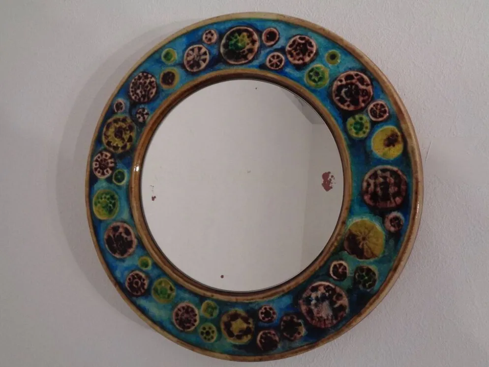 French Ceramic Mirror, 1960s