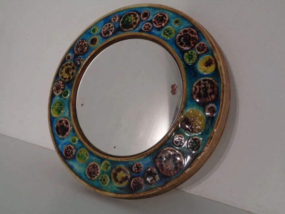 French Ceramic Mirror, 1960s
