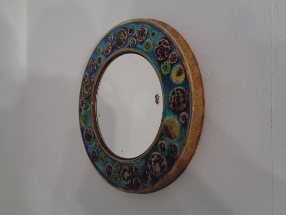 French Ceramic Mirror, 1960s