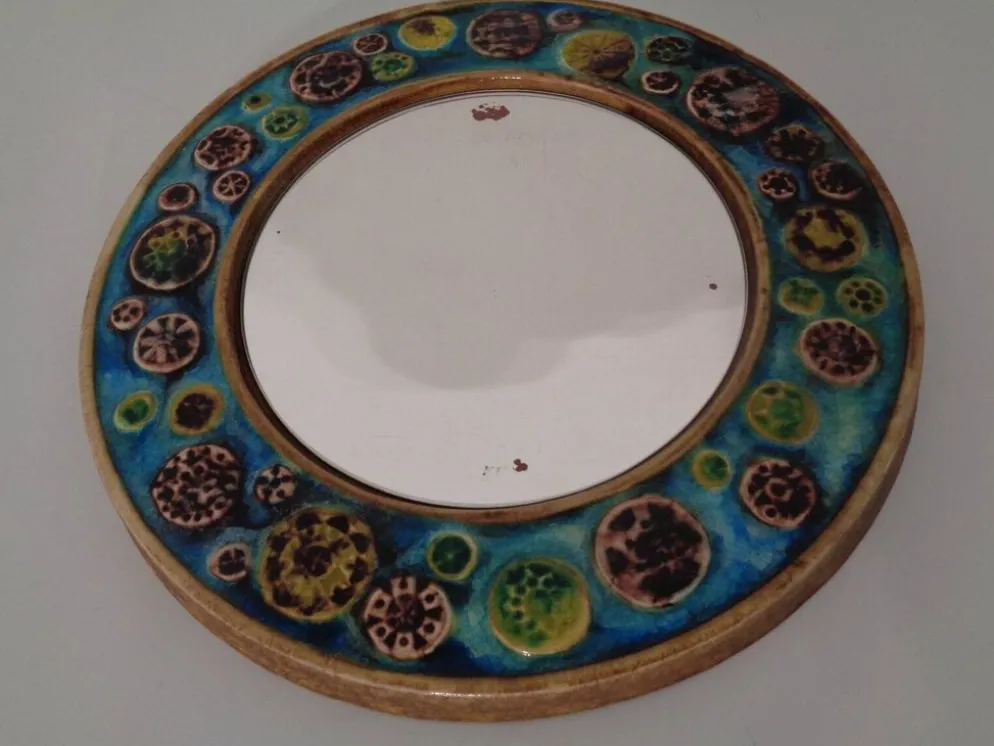 French Ceramic Mirror, 1960s