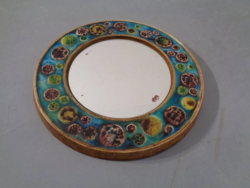 French Ceramic Mirror, 1960s