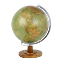 Globe en verre lumineux du milieu du siècle avec base en bois par Paul Rath, années 1950