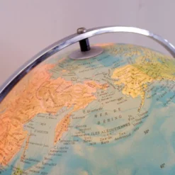 Globe géoscope lumineux sur pied chromé, Italie vers 1980