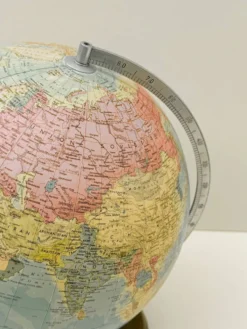 Globe terrestre lumineux de RÄTH en verre, bois et métal, Allemagne 1975