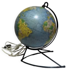 Globe Terrestre Lumineux en verre Girard et Barrère années 60 - 1/8000