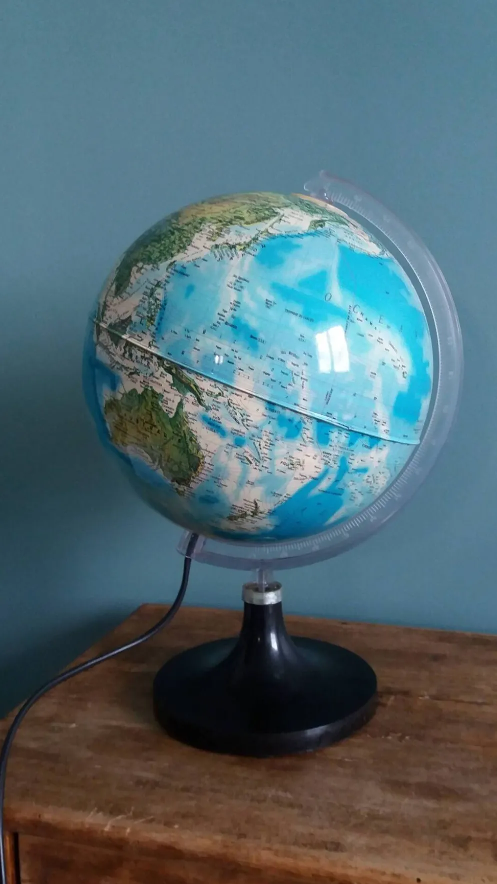 Globe terrestre lumineux Italie années 80