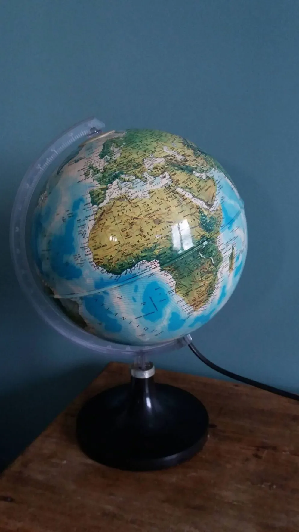 Globe terrestre lumineux Italie années 80