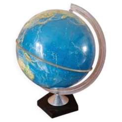 Globe terrestre lumineux, mappemonde par Grange Batelière à Paris - 1970