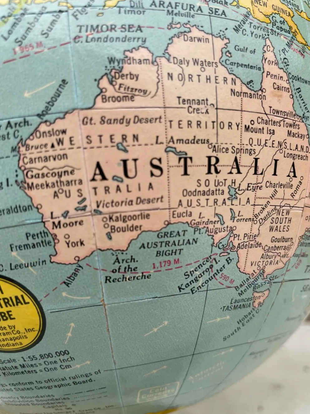 Globe terrestre USA année 70