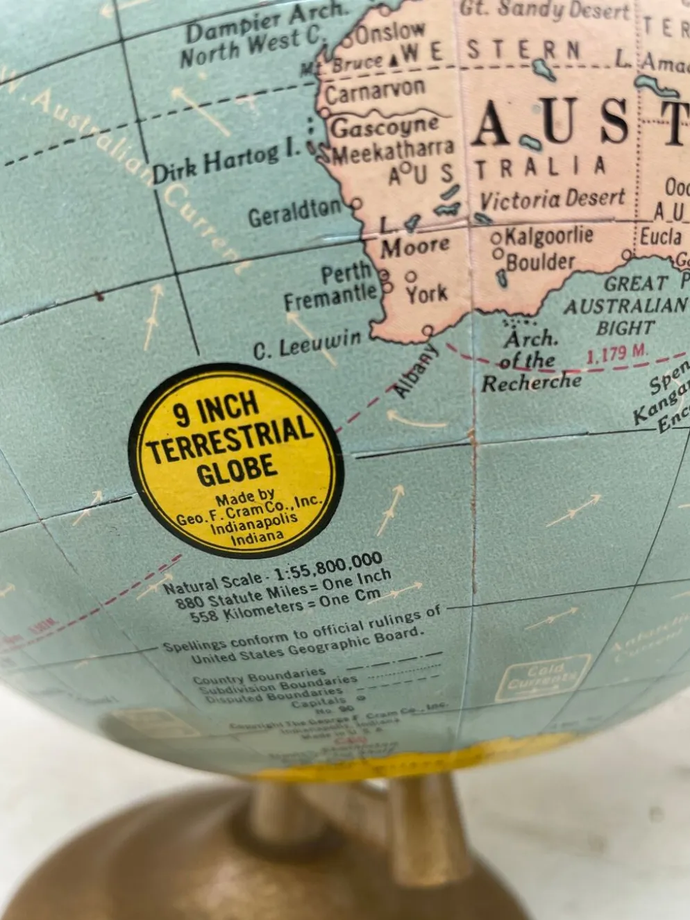 Globe terrestre USA année 70