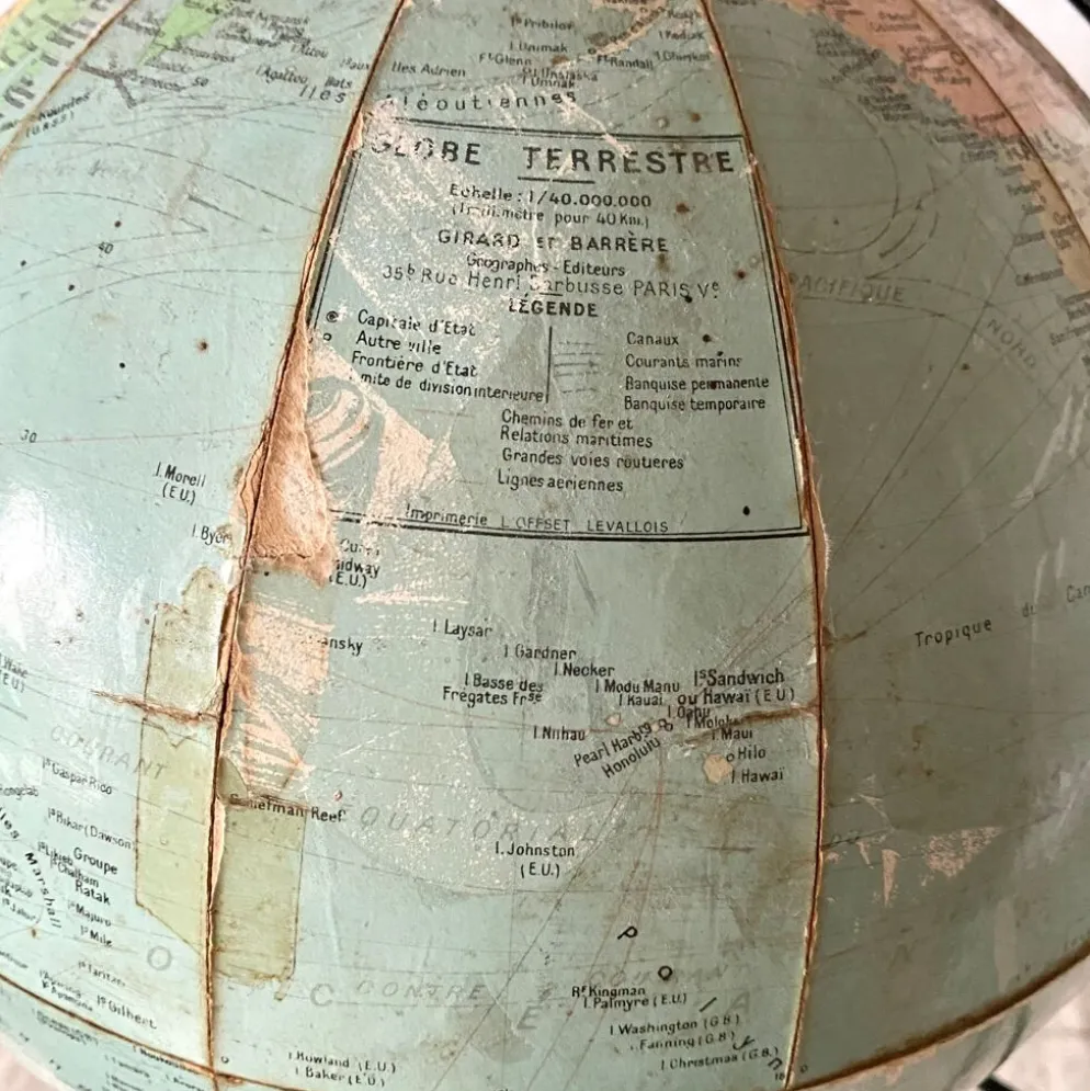 Globe terrestre vintage Girard et Barrère années 50