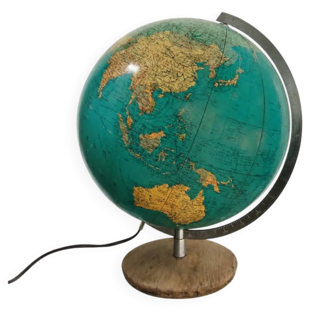 Globe terrestre vintage lumineux, années 70