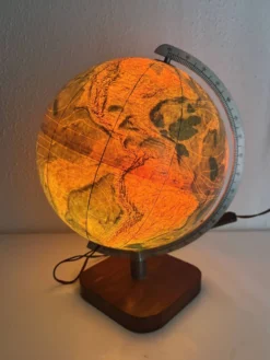 Globe terrestre vintage 1979 mappemonde bois Taride Paris France - 35 cm