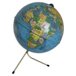 Globe vintage 1960 terrestre doré Taride tripode mappemonde - 28 cm