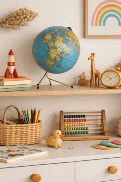 Globe vintage 1960 terrestre doré Taride tripode mappemonde - 28 cm