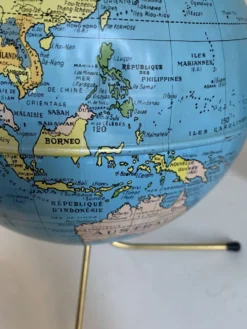Globe vintage 1960 terrestre doré Taride tripode mappemonde - 28 cm