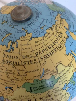 Globe vintage 1960 terrestre doré Taride tripode mappemonde - 28 cm