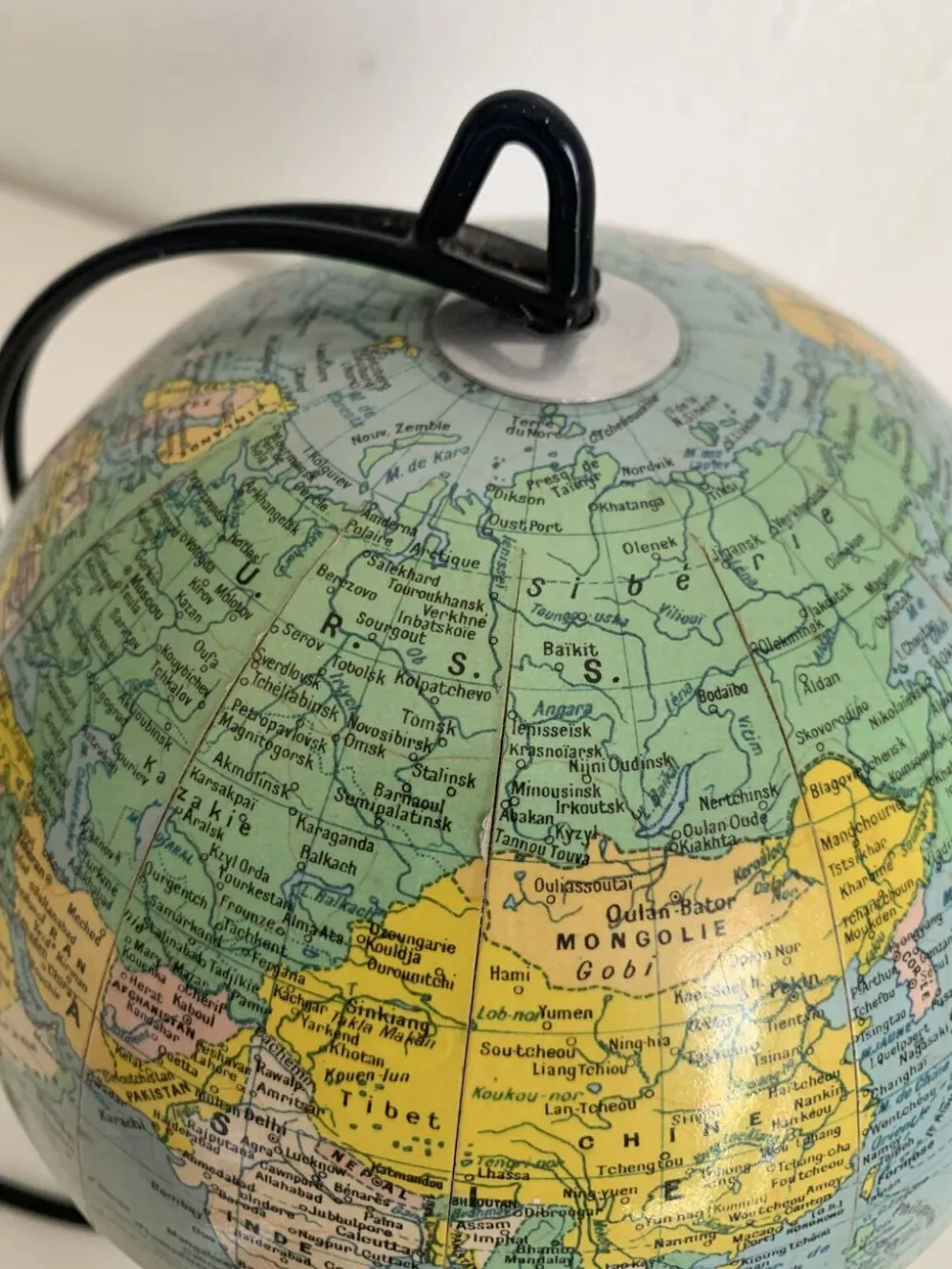 Globe vintage 1960 terrestre Girard Barrère mappemonde - 23 cm