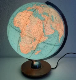 Globe vintage 1960 terrestre JRO Verlag bois PVC mappemonde - 43 cm