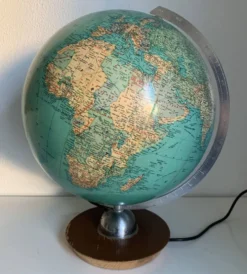 Globe vintage 1960 terrestre JRO Verlag bois PVC mappemonde - 43 cm