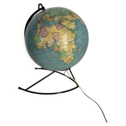 Globe vintage 1960 terrestre mappemonde Girard Barrère verre - 36 cm
