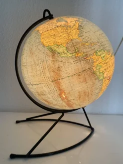 Globe vintage 1960 terrestre mappemonde Girard Barrère verre - 36 cm