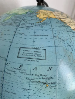 Globe vintage 1960 terrestre mappemonde Girard Barrère verre - 36 cm