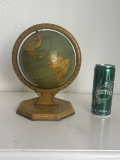 Globe vintage 1920 terrestre mappemonde métal USA - 25 cm