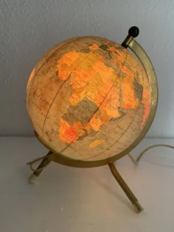 Globe vintage 1967 terrestre Taride tripode doré verre mappemonde - 22 cm