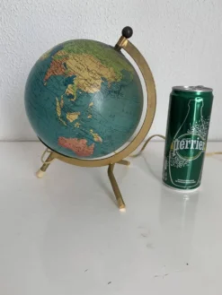 Globe vintage 1967 terrestre Taride tripode doré verre mappemonde - 22 cm