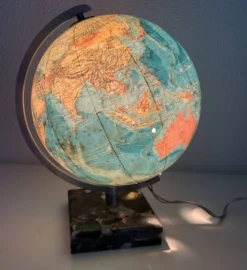 Globe vintage 1976 terrestre Taride verre marbre mappemonde - 30 cm