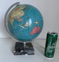 Globe vintage 1976 terrestre Taride verre marbre mappemonde - 30 cm