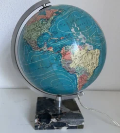 Globe vintage 1976 terrestre Taride verre marbre mappemonde - 30 cm