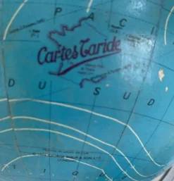 Globe vintage 1976 terrestre Taride verre marbre mappemonde - 30 cm